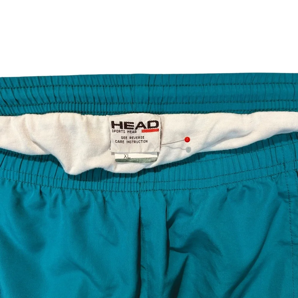 Vintage HEAD Swim Trunks Teal XL Nylon Retro 90s Shorts 3.5 Inseam Lined Pockets
